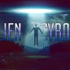 A man bieng lifted into the sky by an alien mothership