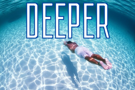 Man diving into deep clear blue sea, indicating depth of trance
