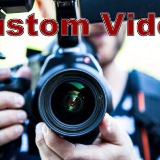 Person holding a camera with 'Custom Video' text overlay