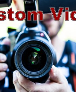 photographer holding a camera, text says Custom video
