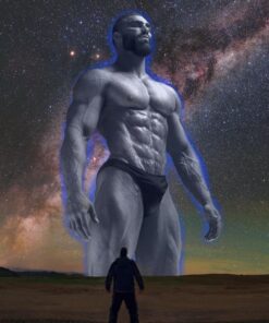 Gigantic masculine man, exaggerated